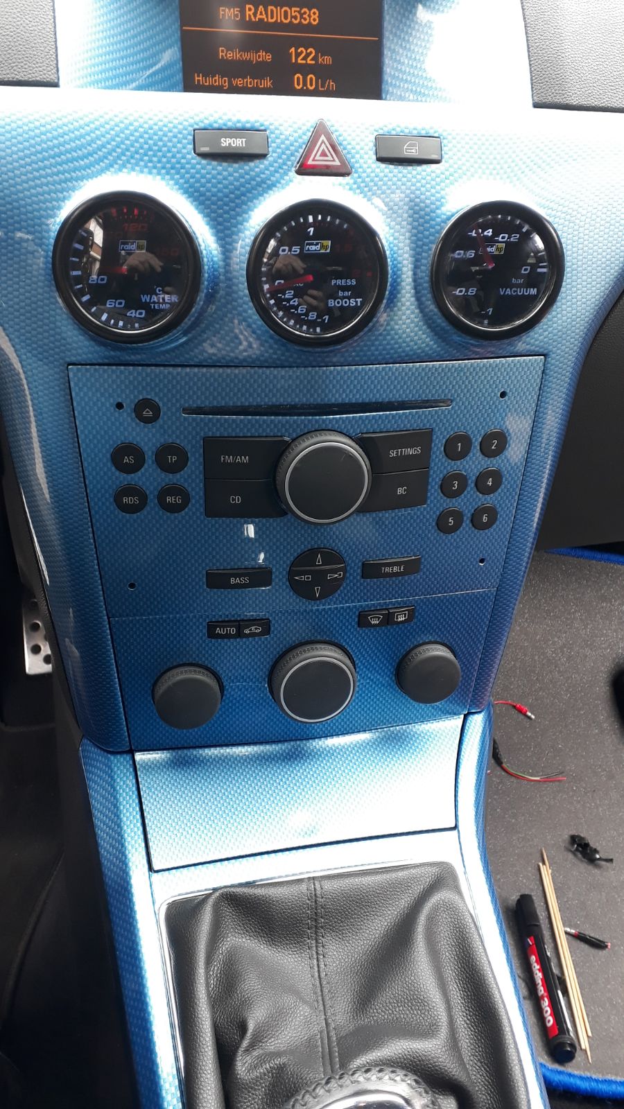 Opel astra opc blauw carbon hydrodip www.fsb-dip.nl hydrodipping