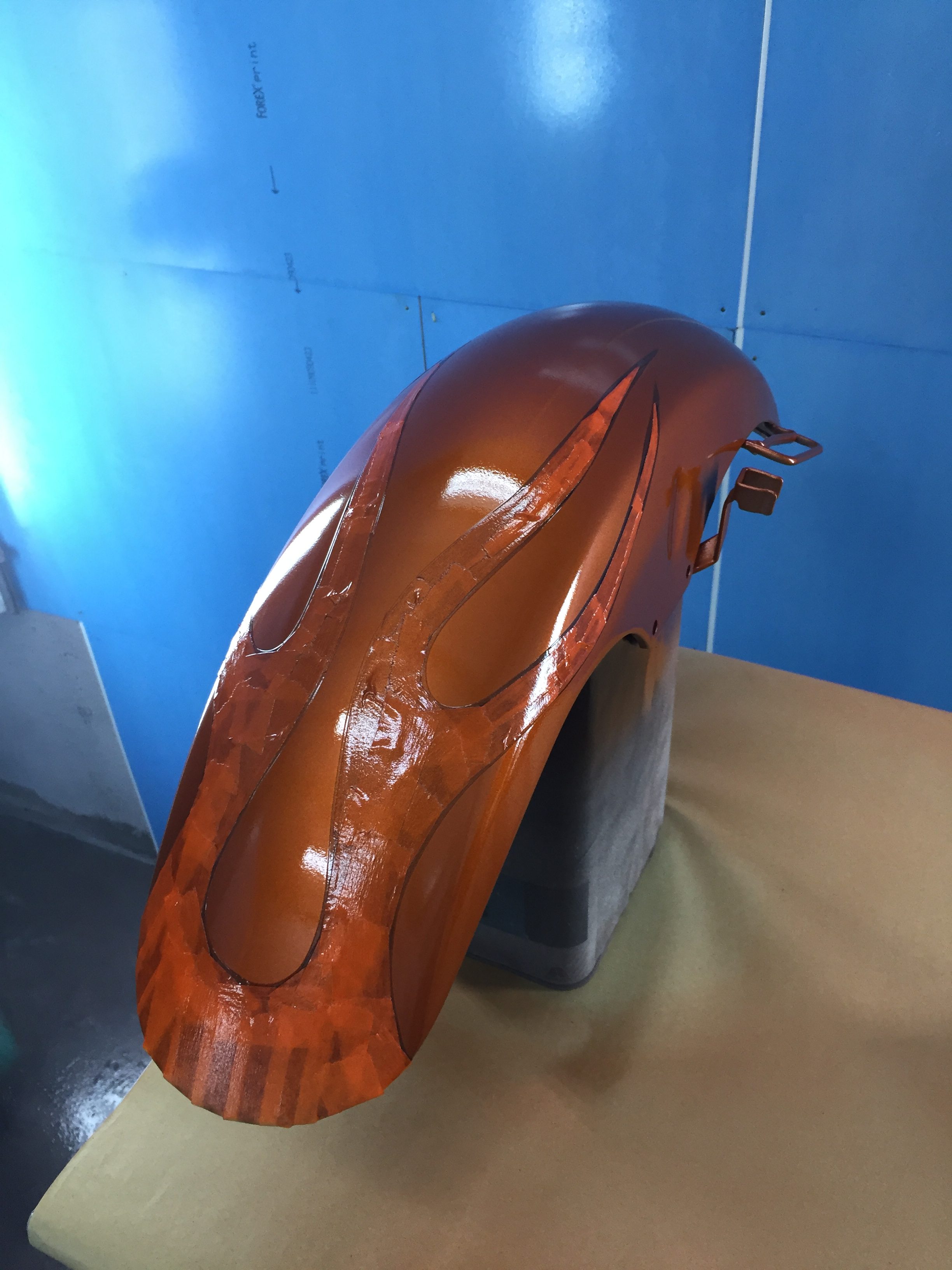 Honda motor custom paint old scool flames candy oranje www.fsb-dip.nl hydrodipping
