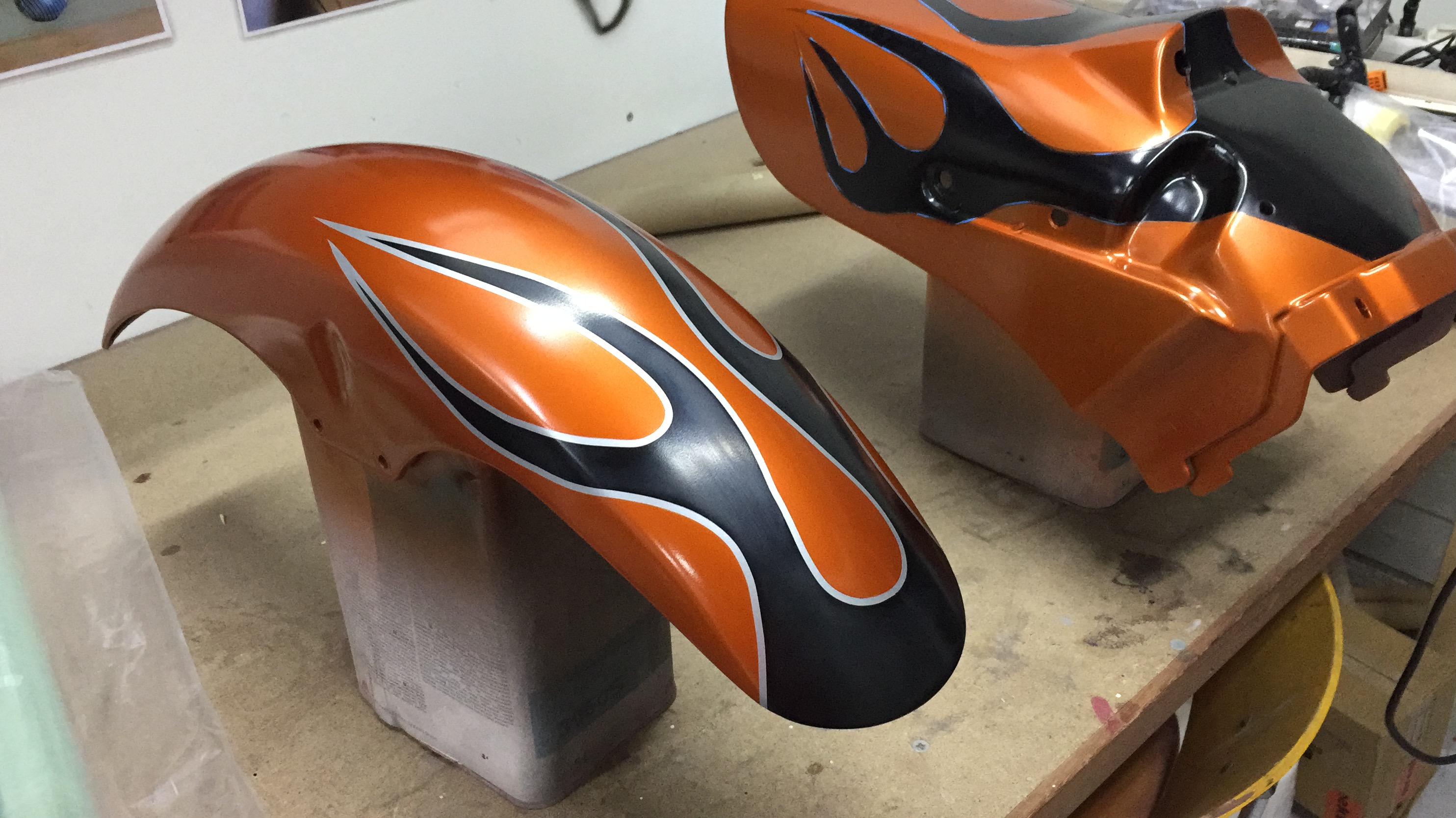 Honda motor custom paint old scool flames candy oranje www.fsb-dip.nl hydrodipping